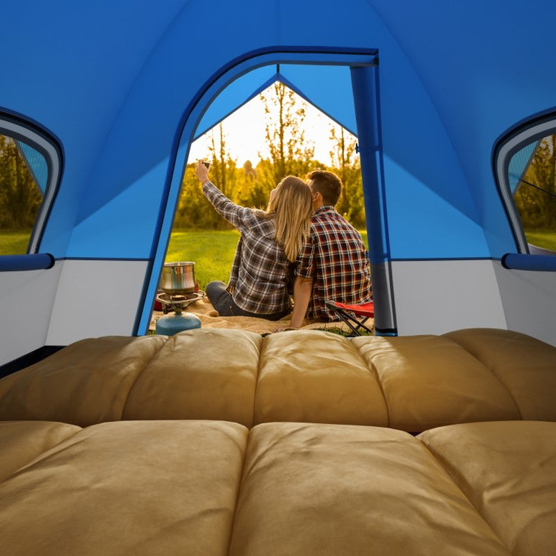 Three-Person Outdoor Camping Tent with Detachable Floor Mat for Hiking and Travel