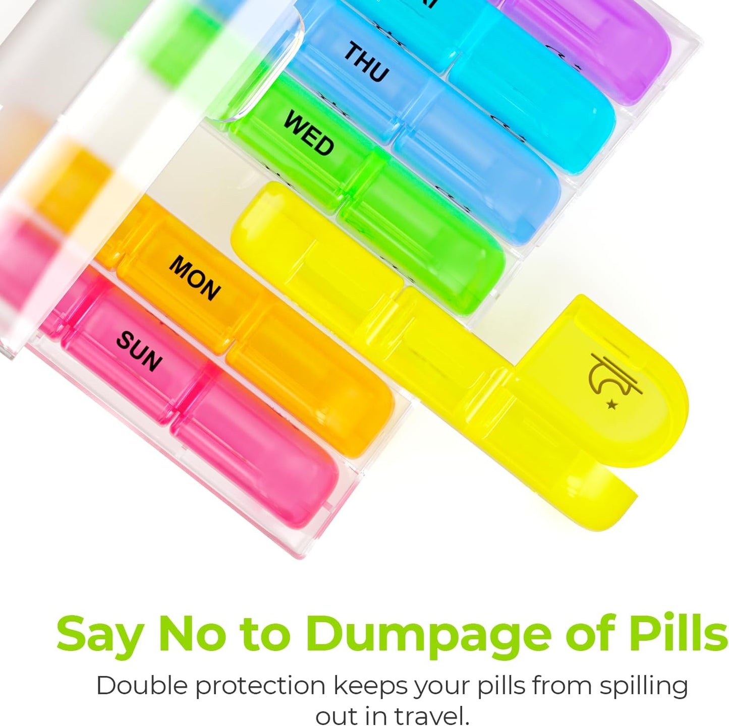 Weekly Pill Organizer with Three Daily Compartments - Portable 7-Day Medication Case with Spacious Individual Sections for Vitamins, Fish Oil, and Supplements