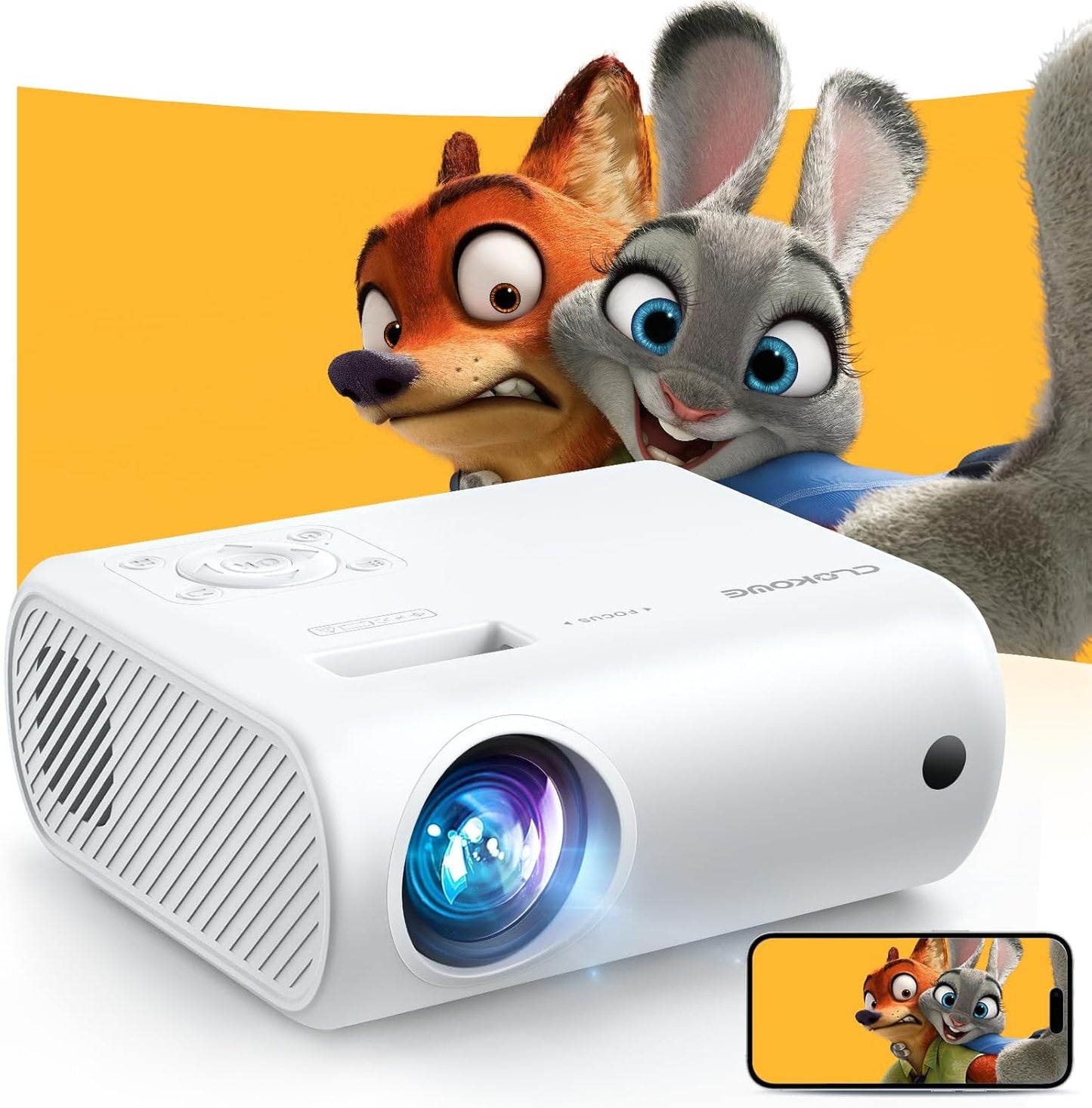 Portable Mini Projector 2024 - 9000 Lux Full HD 1080P, Compatible with iOS, Android, Tablets, Laptops