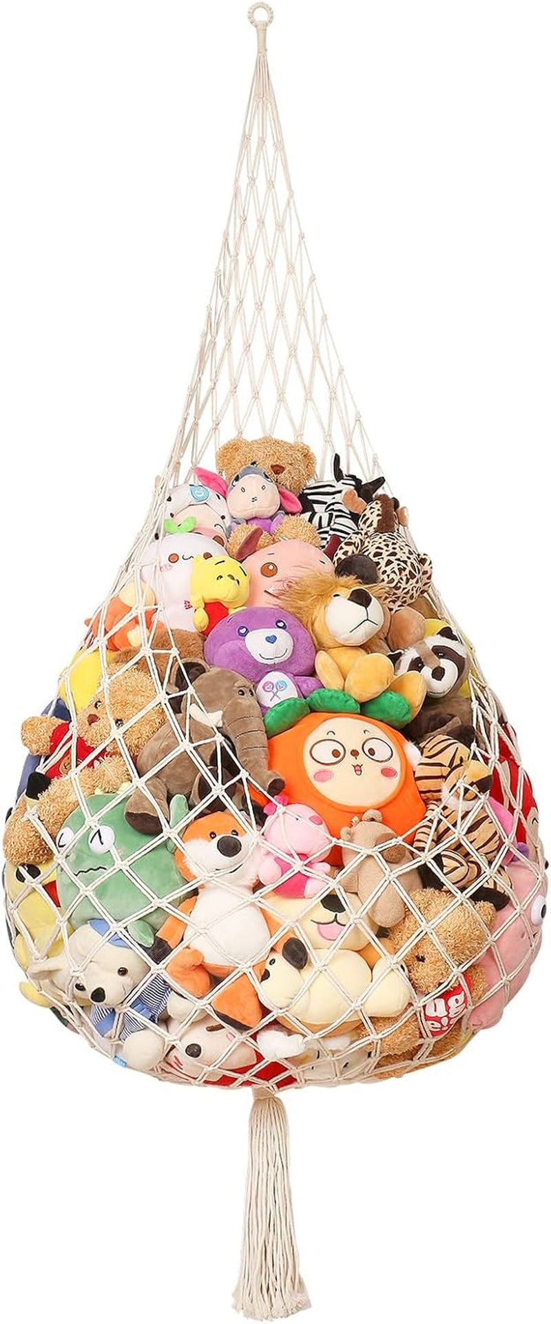 Ceiling-Mounted Stuffed Animal Storage Hammock - Plush Toy Organizer Net, Boho Decor Solution