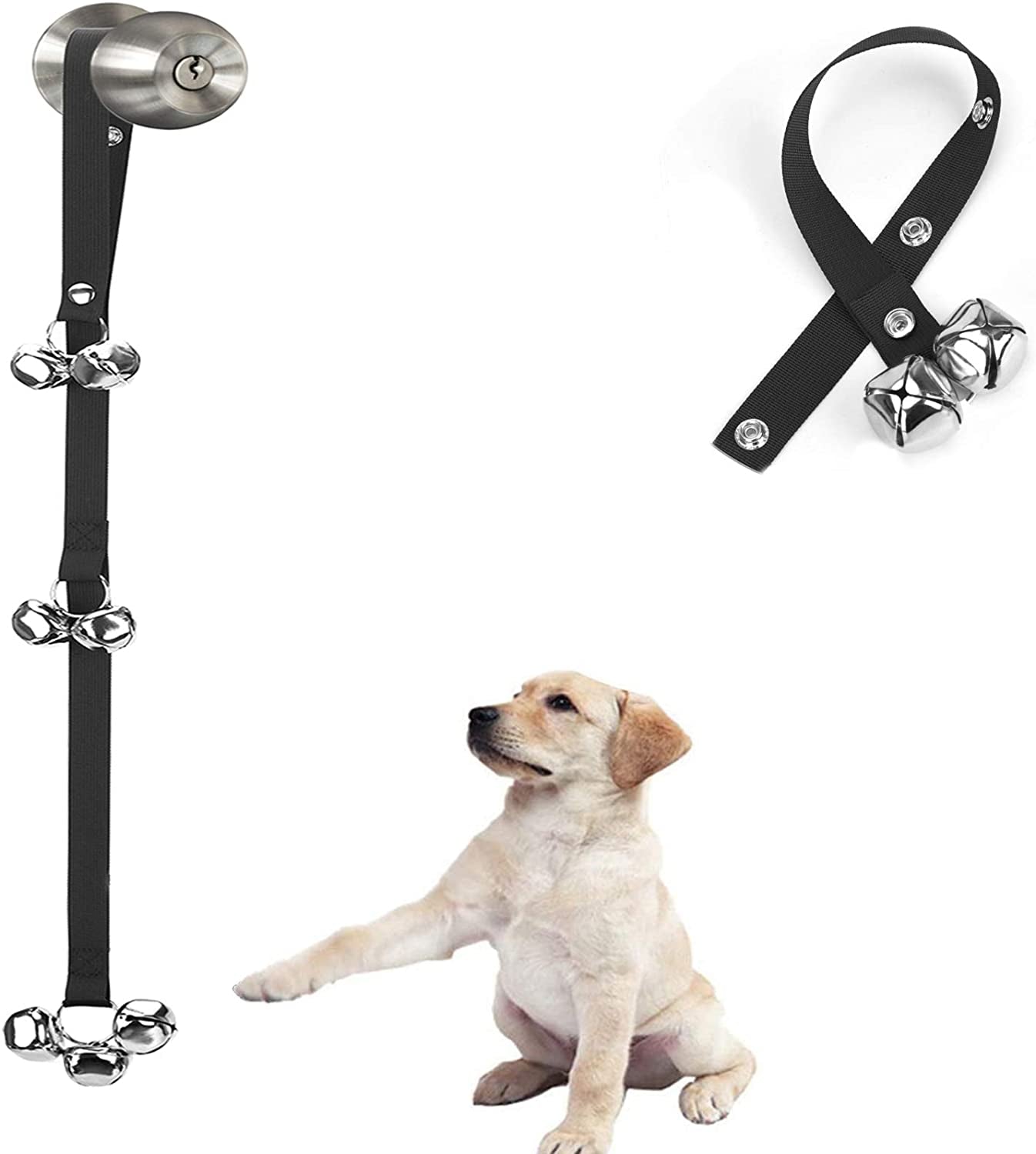 Premium Adjustable Dog Doorbells - Potty Training Outdoor Access - Puppies and Dogs - High-Quality Design with 3 Length Adjustment Snaps