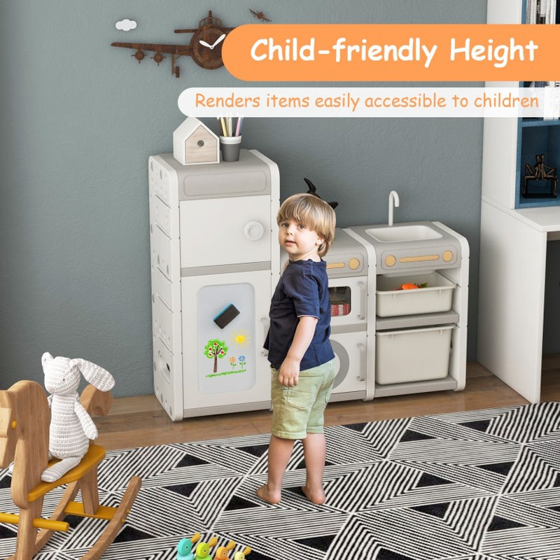 Versatile Toy Storage and Bookshelf with Integrated Magnetic Whiteboard