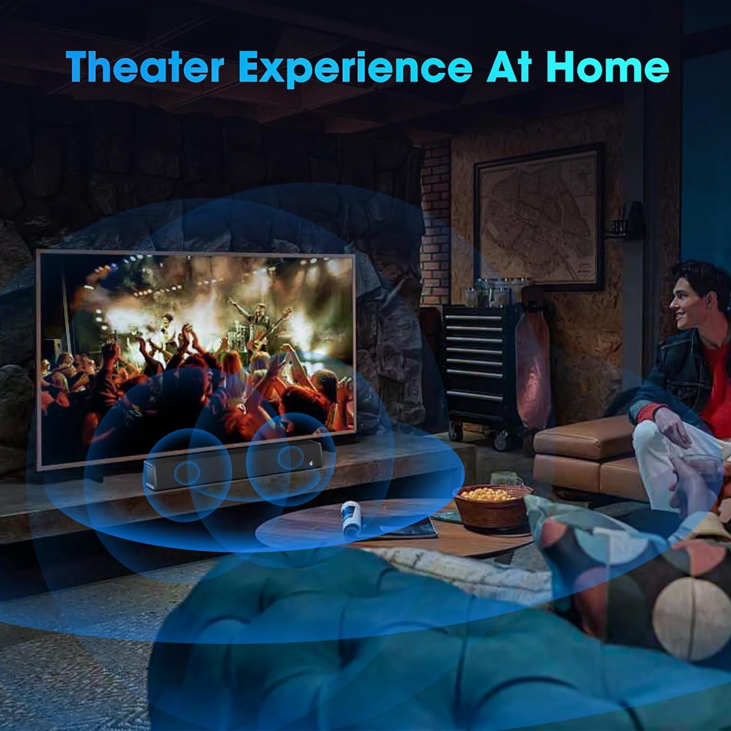 24-Inch Bluetooth Sound Bar for TV with Surround Sound System and Multiple Connectivity Options (Arc, Optical, USB, Aux)