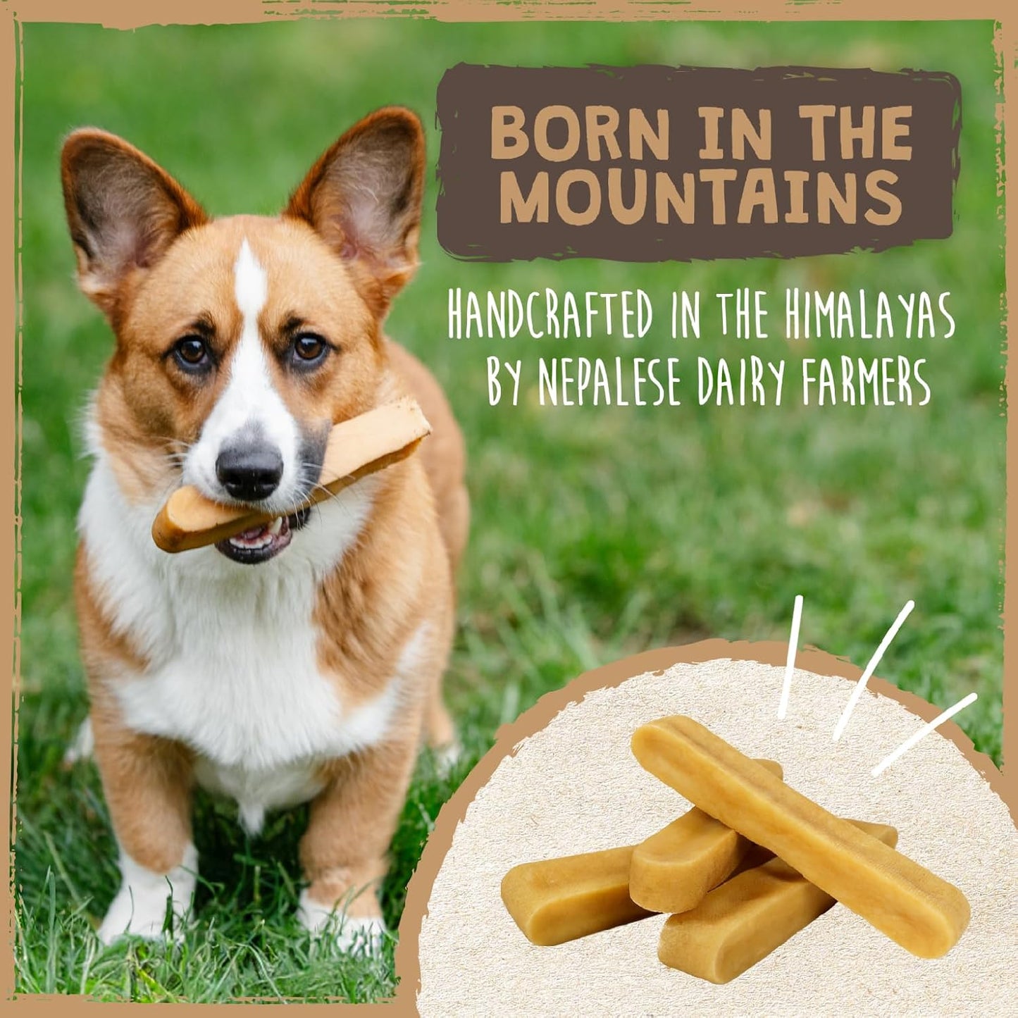 Dog Chews 100% Natural - 4 Large All-Natural Sticks - Teething Puppies, Bored Dogs - 14.4 Oz