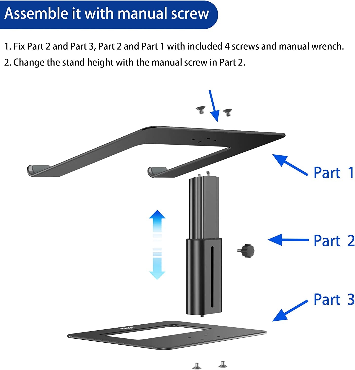 LSX3 Aluminum Laptop Stand, Ergonomic Adjustable Notebook Stand, Riser Holder Computer Stand Compatible with Air, Pro, Dell, HP, Lenovo More 10-15.6" Laptops (Black)