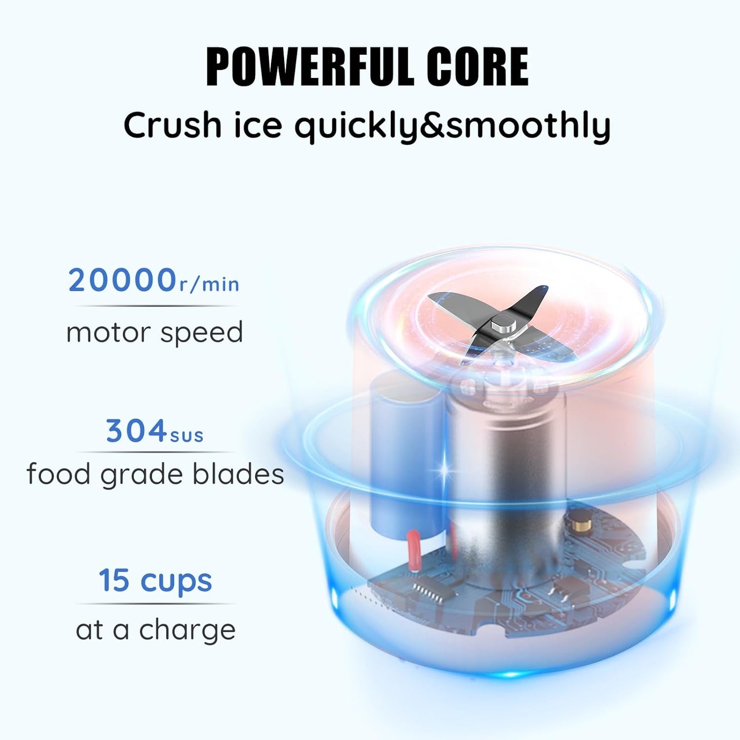 Mini Portable Cordless Blender, 12 Fl Oz, Food Grade Material, Magnetic Charging, Waterproof (Clear/Pink)