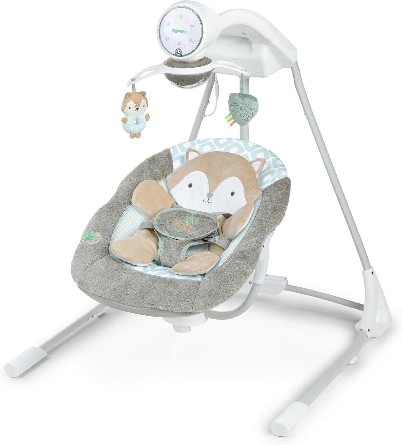 5-Speed Baby Swing - Swivel Seat, 5-Point Safety Harness, Nature Sounds, Ambient Lights