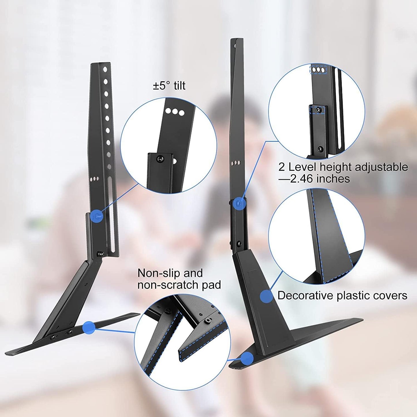 Universal Table Desk Pedestal TV Stand Tabletop Screen Monitor Riser for Most 23 to 42 Inch Flat Screen TV VESA up to 200 X 400Mm Capacity 40Kgs