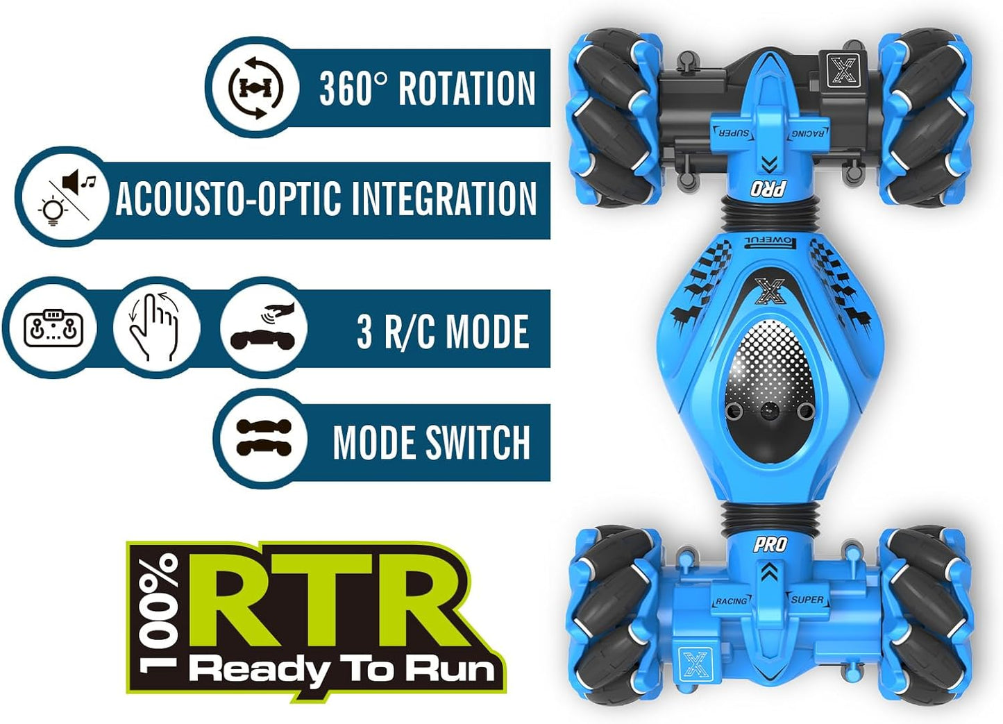 360° Rotate All-Round Drift Gesture Sensing RC Stunt Car 4WD Off-Road 2.4Ghz with Lights Music Ages 6+