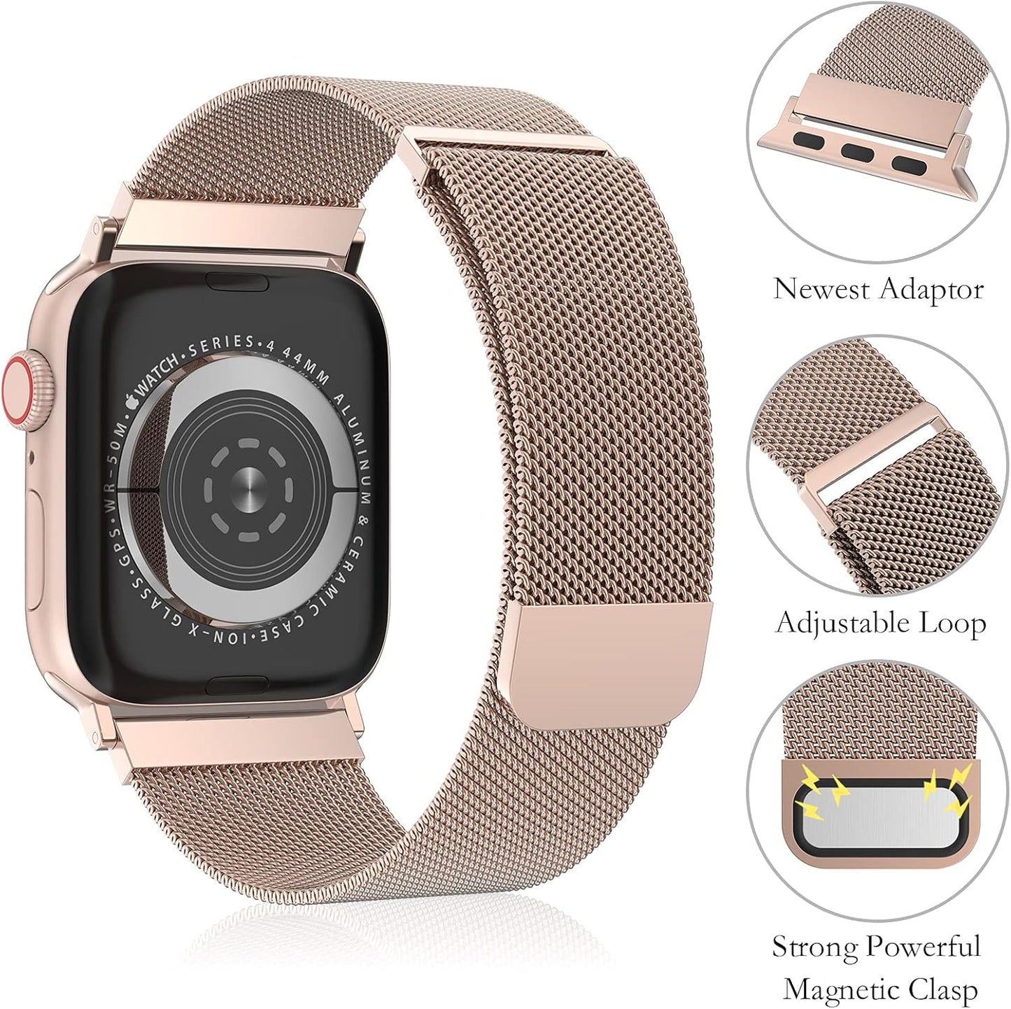 Adjustable Stainless Steel Magnetic Bracelet for Apple Watch Bands - Compatible with Ultra 2/1 and Series 10/9/8/7/6/5/4/3/2/1/SE for Men and Women
