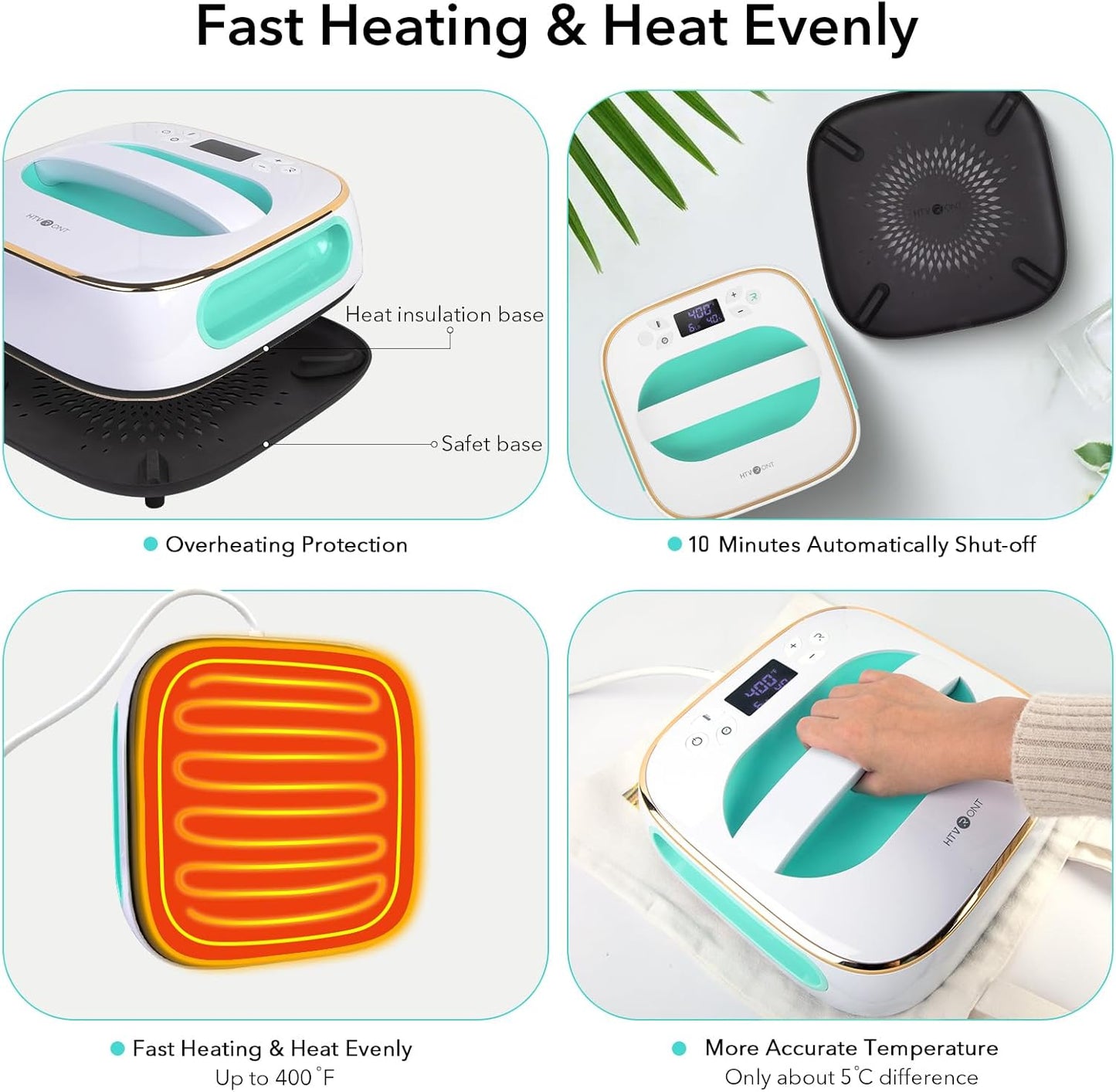 Heat Press Machine for T-Shirts, Portable Heat Press 10"X10", Iron Press for Sublimation HTV Vinyl, Heating Transfer Projects