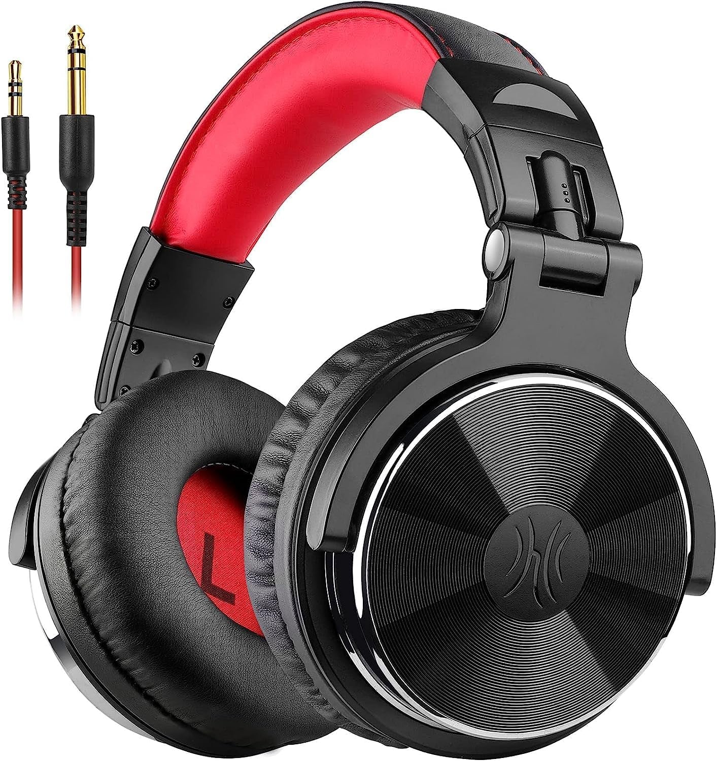 Over-Ear Wired Headphones - 50mm Neodymium Drivers, In-Line Microphone, and Dual 3.5mm/6.35mm Connectors