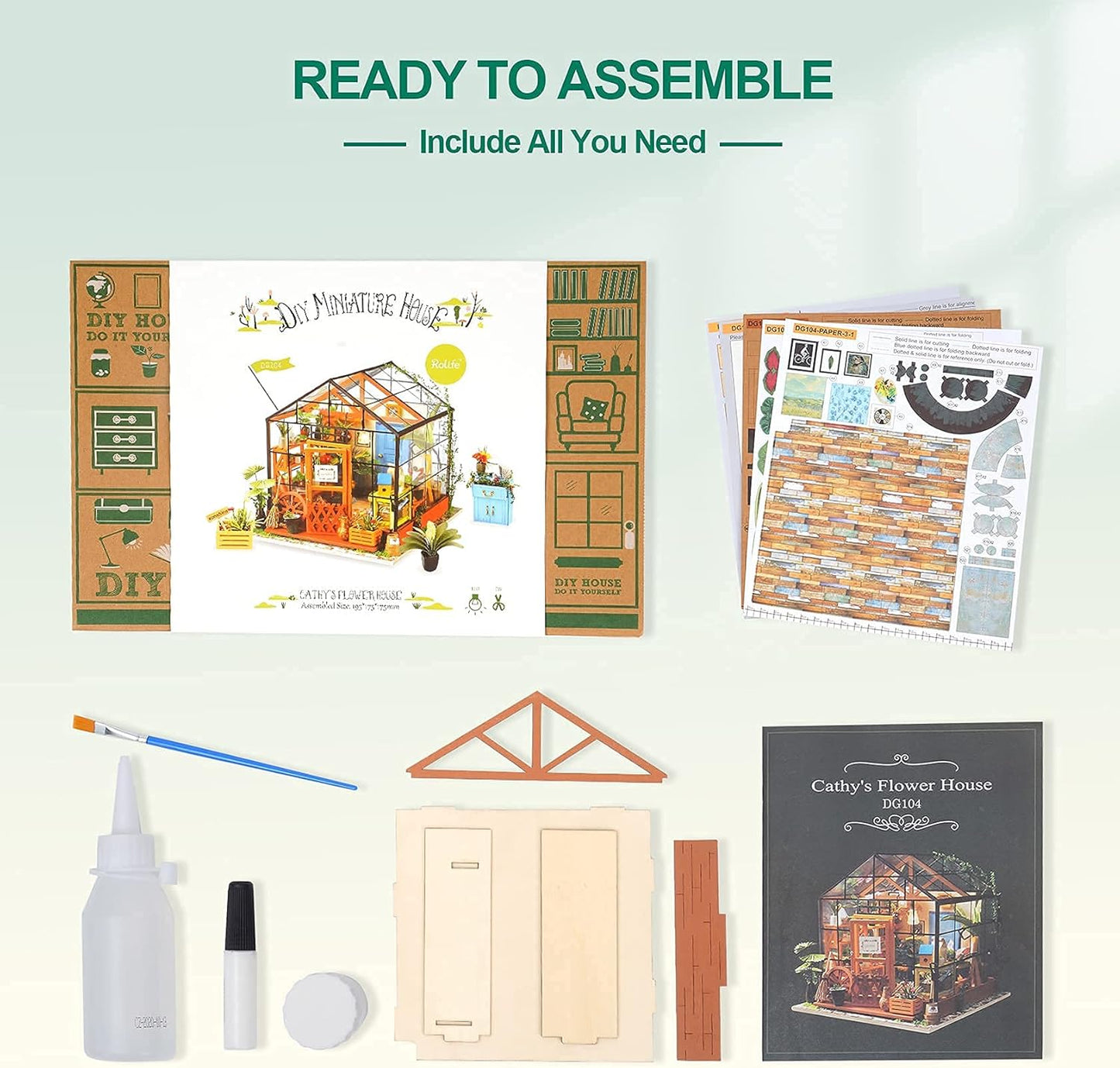Miniature House Kit, DIY Dollhouse Kit Crafts for Adults, 1:24 Scale Model House Kit for Adults to Build, Best Gift for Her - Cathy'S Flower House