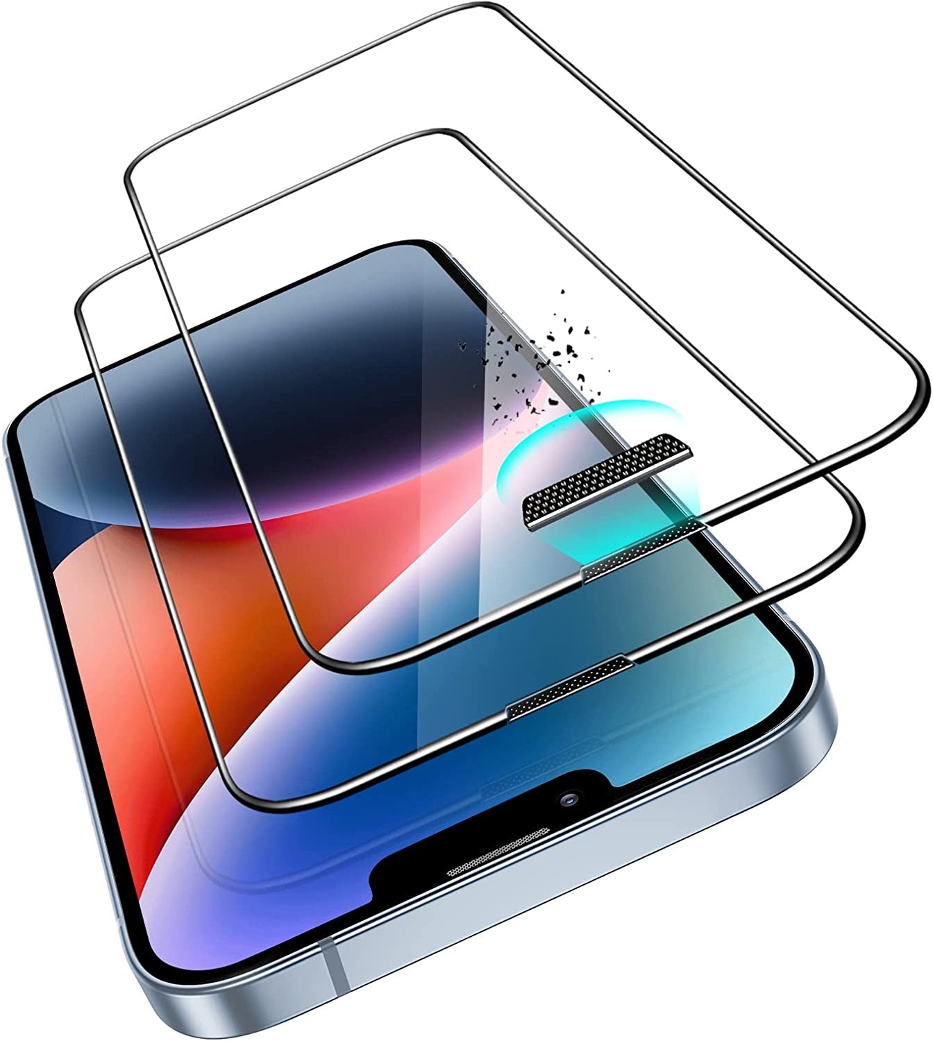3+1 Pack Ultra-Tough Tempered Glass Screen Protector Set for iPhone - Black Edge and Flawless Fit Tray, 1 Individual Camera Lens Protector