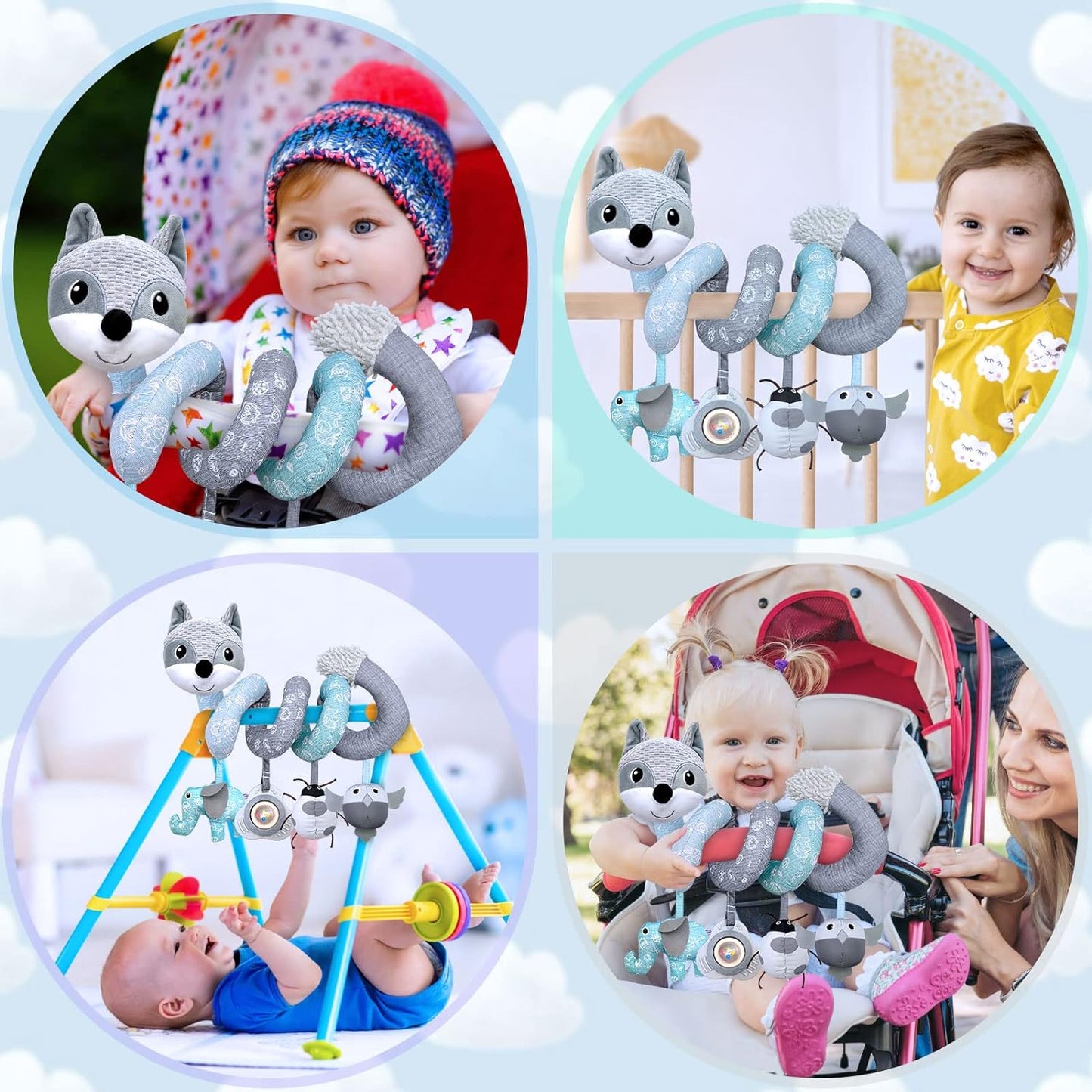 Infant Car Seat and Stroller Toys for Newborns, Suitable for 0-3 Months, Gray