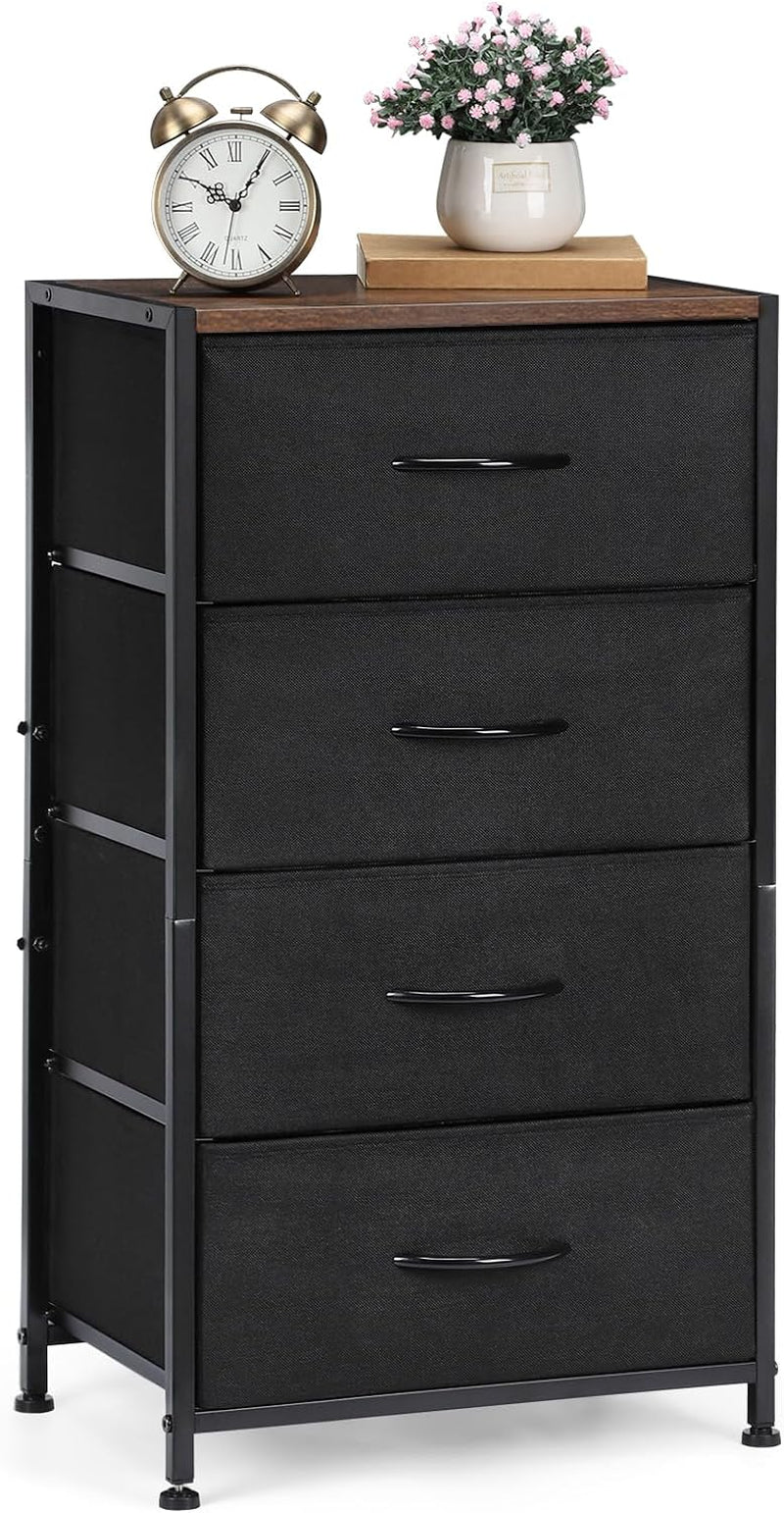 Light Grey Fabric Dresser with 4 Drawers, Sturdy Steel Frame and Wood Top