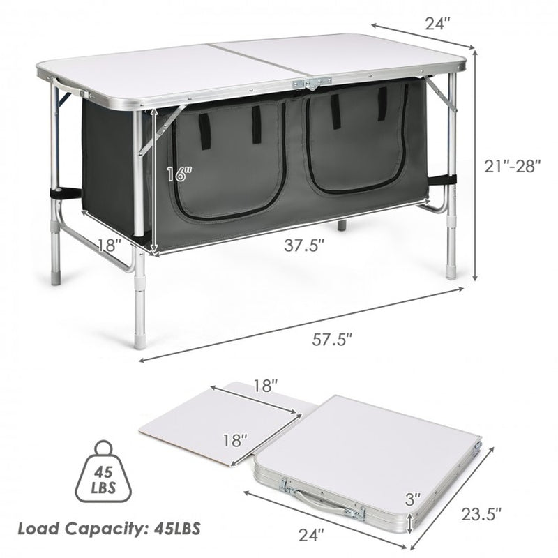 Height-Adjustable Portable Camping Table
