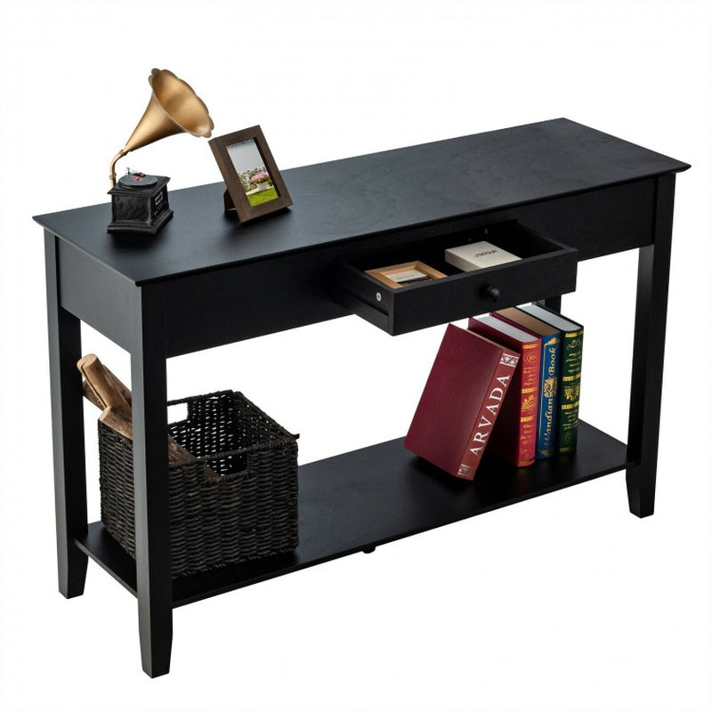 Console Sofa Side Accent Table with Drawer and Shelf Storage