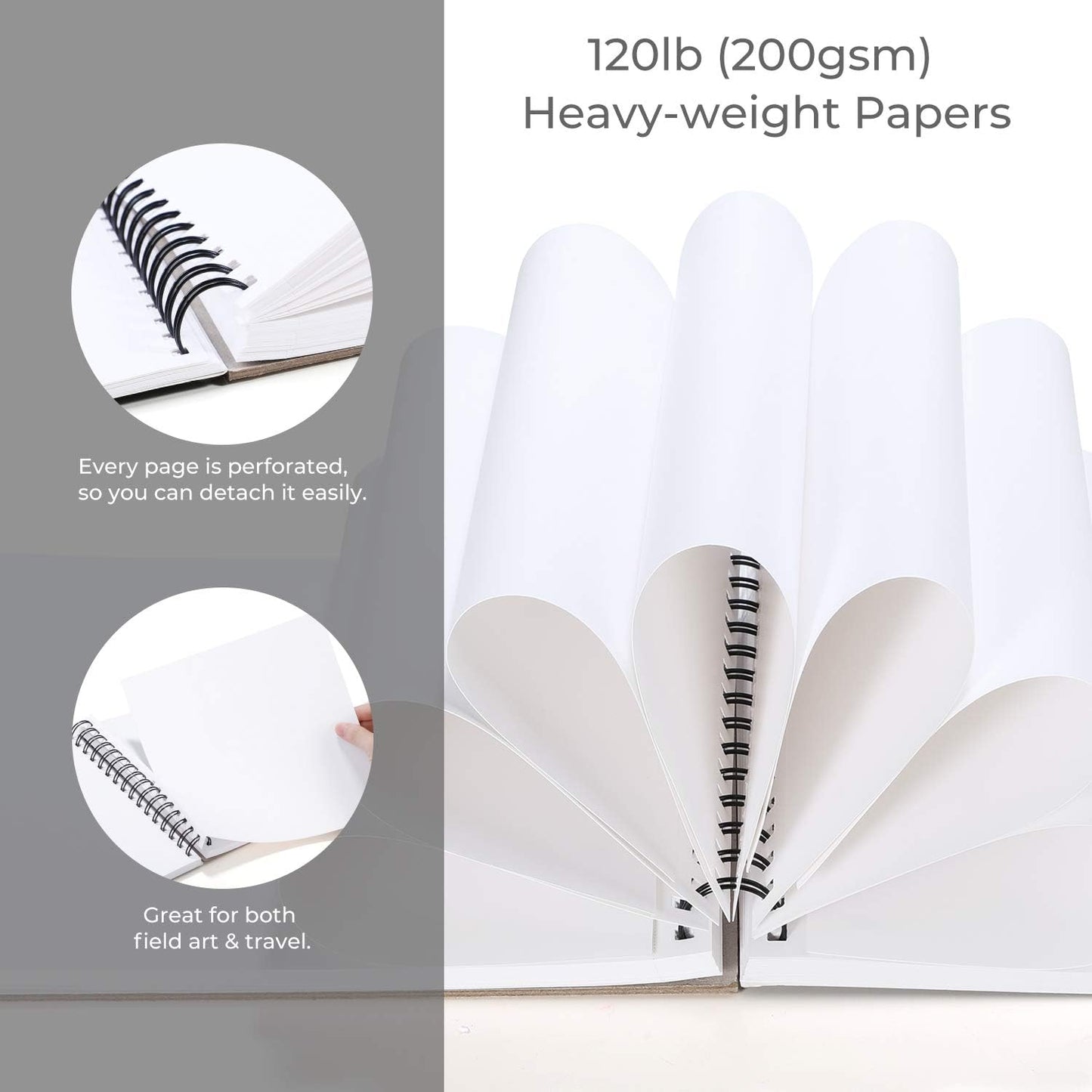 Alcohol Marker Paper Sketchbook - 8.9 x 8.3 Inch, 120 LB/200 GSM, 60 Sheets, Spiral Bound, Ideal for Alcohol Markers