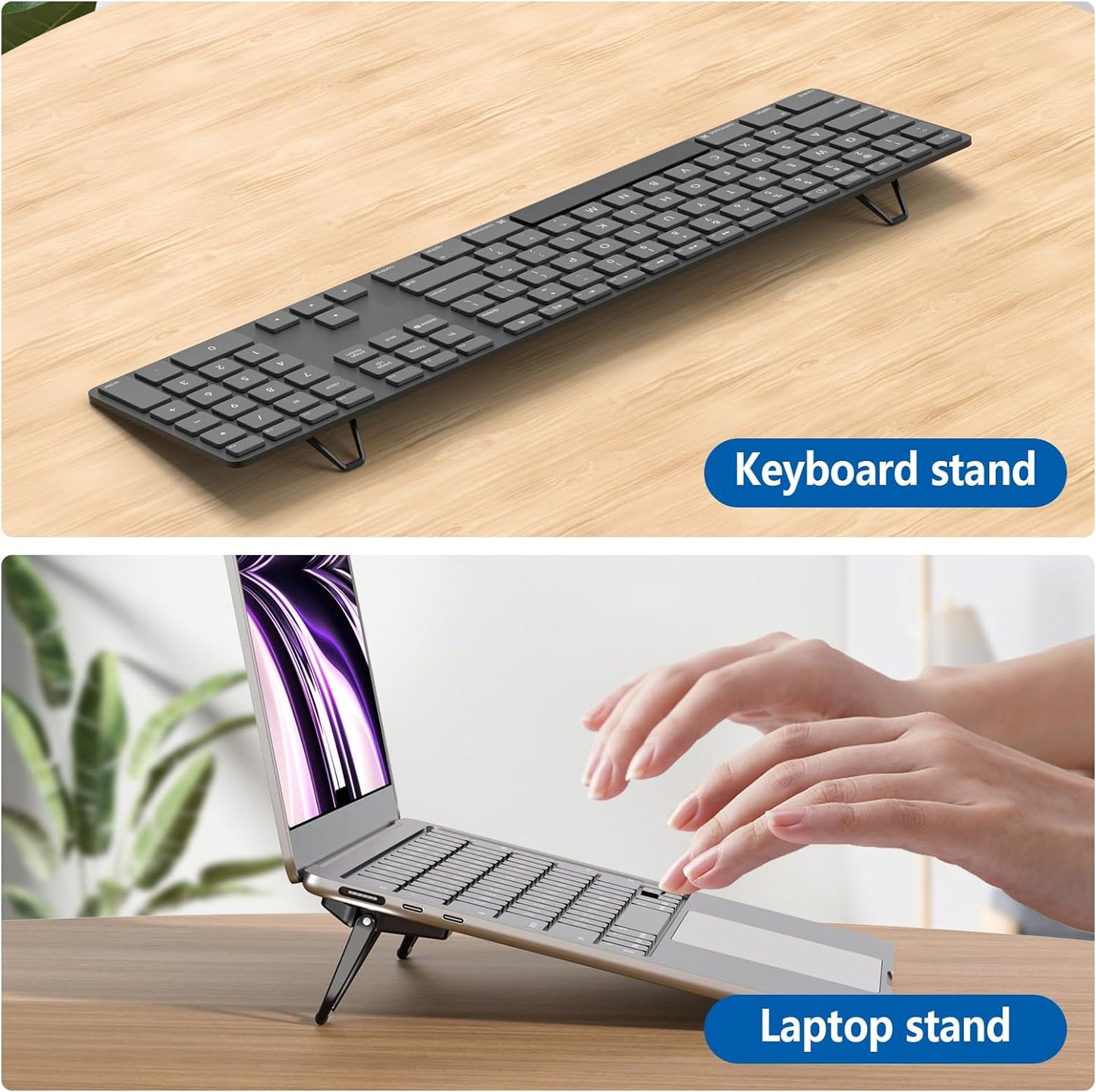 Portable Invisible Laptop Stand (2-Pack) - Mini Aluminum Cooling Pad and Ergonomic Lightweight Desk Stand 12-17 Inch Tablets/Laptops - Black