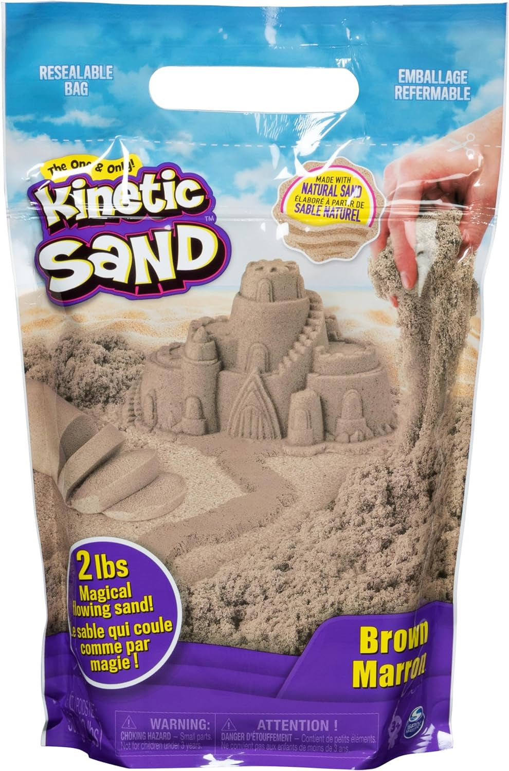 , 2Lb Pink Play Sand in Resealable Bag, Moldable Sensory Toys, Christmas Gifts for Kids Ages 3+