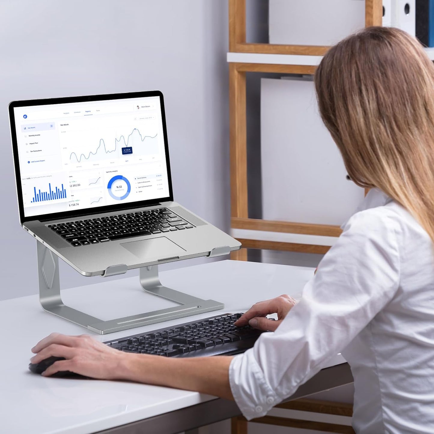 Metal Laptop Stand for Desk - Removable and Ventilated Riser Compatible with 10-15.6” Laptops