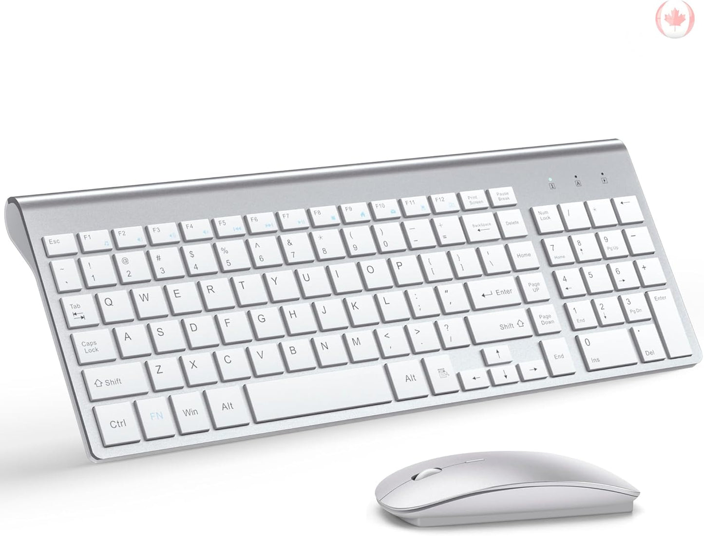 Ultra Slim Wireless Keyboard and Mouse Combo - 2.4G Silent Compact USB Mouse (2400DPI) and Scissor Switch Keyboard with Covers