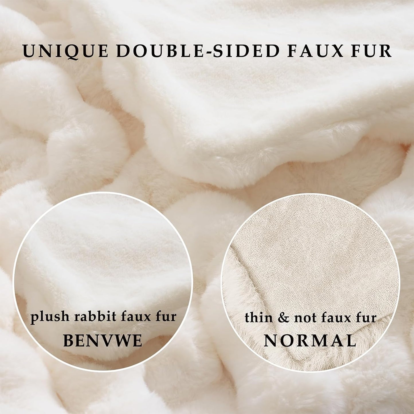 Luxurious Faux Fur Fleece Throw Blanket - Soft, Cozy, and Plush 51x63 Inches in White for Couch, Chair, and Bed