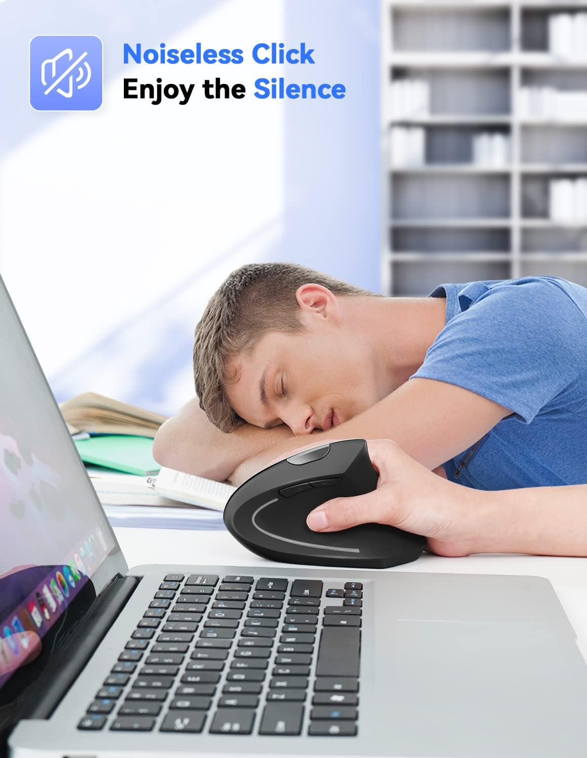 Ergonomic 4800 DPI Wireless Vertical Mouse with 5 Adjustable DPI Settings and 6 Buttons