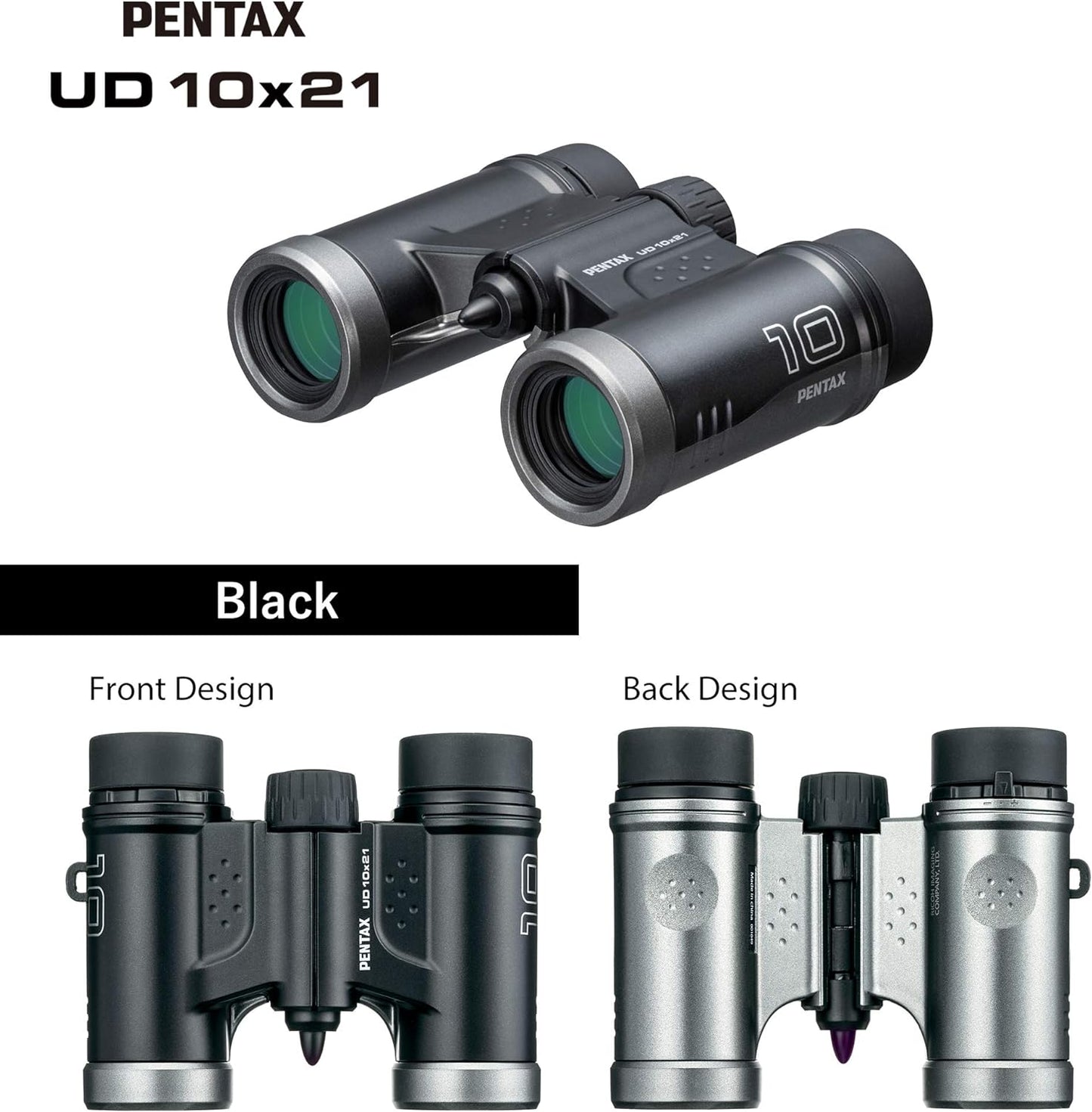 UD 10X21 Binoculars - Black: Lightweight, Multi-Coated with 10X Magnification and Roof Prism for Enhanced Brightness and Clarity, Ideal