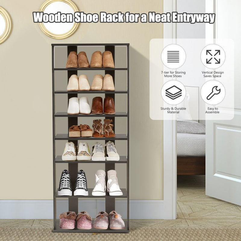 7-Tier Free-Standing Vertical Shoe Rack with Sleek Shelving Storage