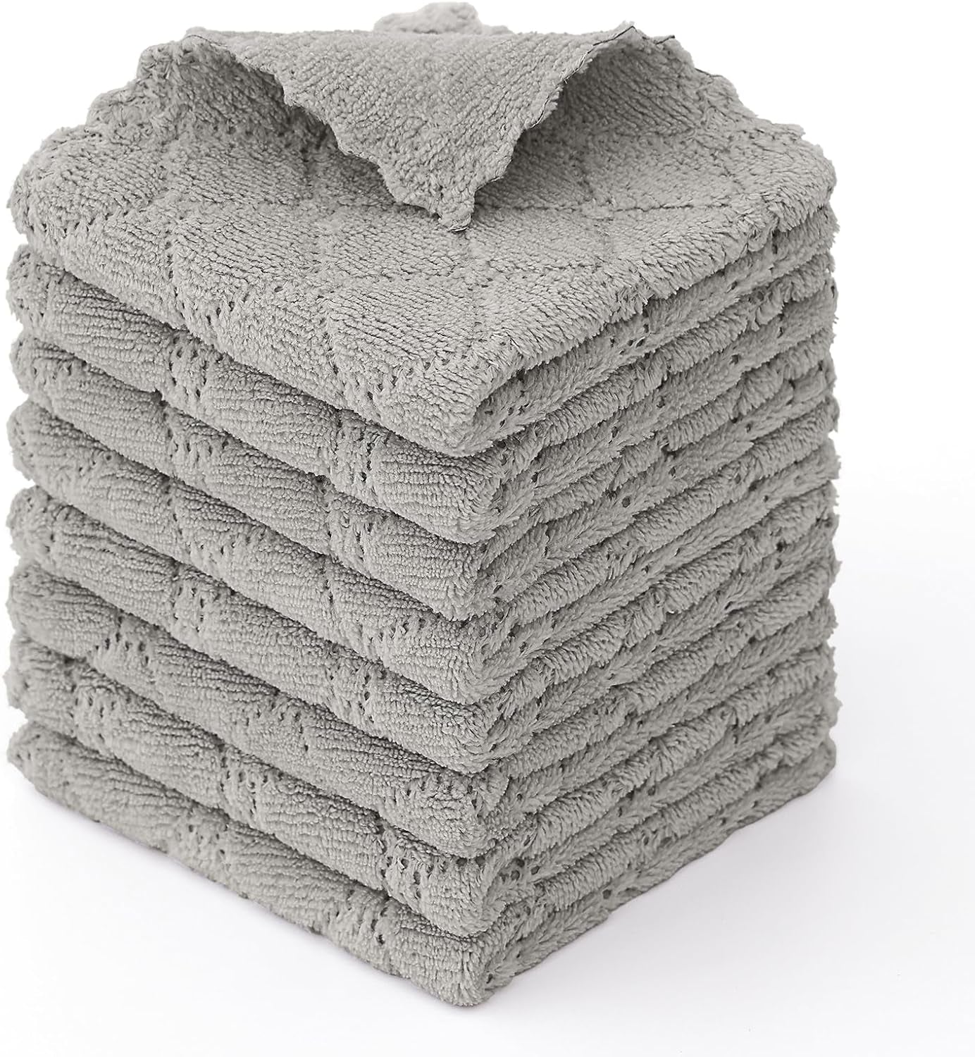 Microfiber Cleaning Cloths - 12 Pack, Ultra Soft & Absorbent Kitchen Towels, 10" x 10", Lint-Free Reusable Cloths