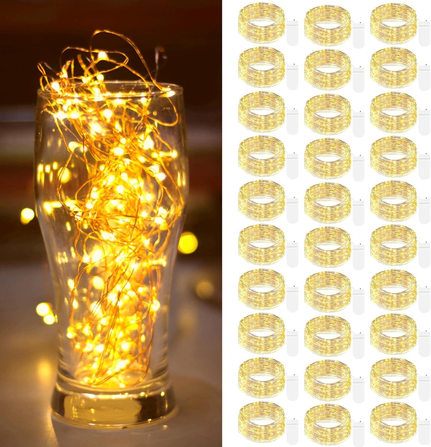 16-Pack Battery-Powered Fairy Lights, 7FT 20LED Mini String Lights, Waterproof Silver Wire Twinkle Lights for Indoor and Outdoor Decor
