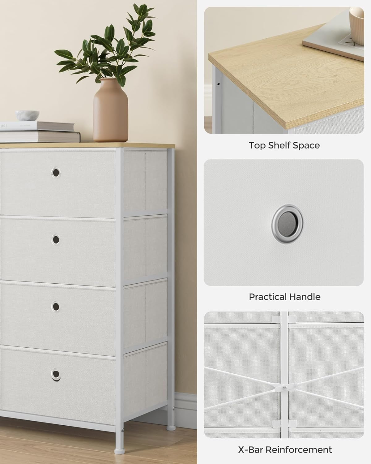 Storage Dresser with Eight Fabric Drawers for Closet Organization