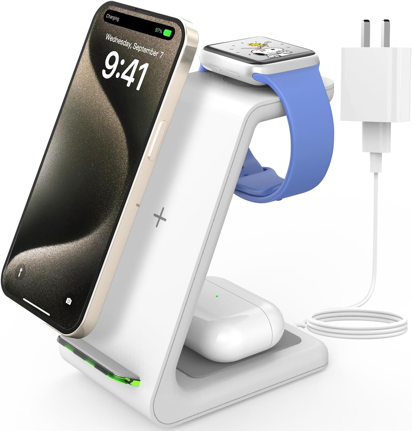 3-in-1 Wireless Charging Station for Apple Devices: Compatible with iPhone , iWatch and AirPods Pro