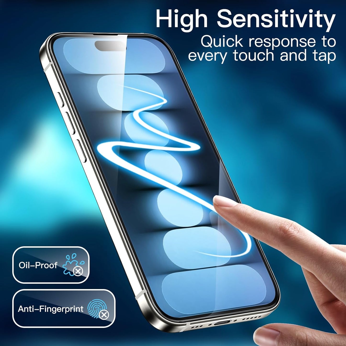 Full Coverage Screen Protector for iPhone 15 Pro (6.1-Inch) with One-Step Alignment Tray - 2-Pack