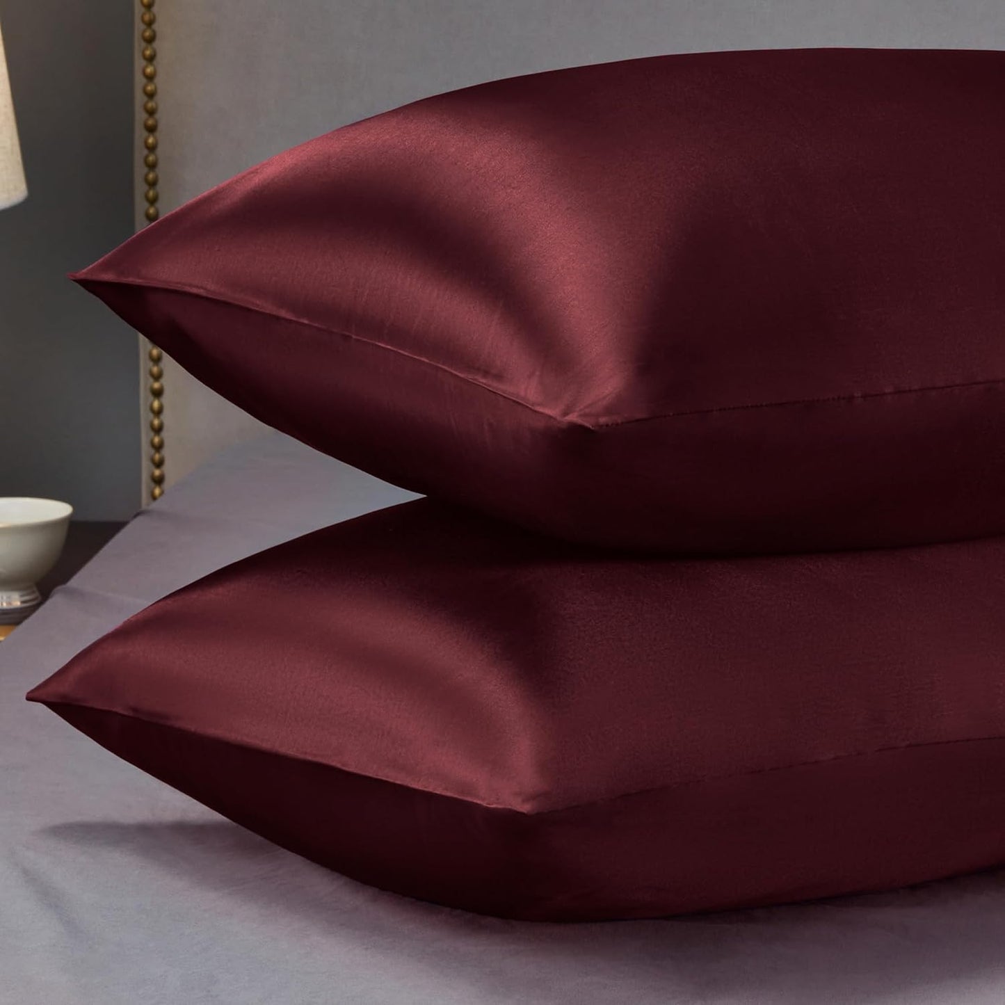 King Size Satin Pillowcases - 2 Pack, 20x36 Inches, Envelope Closure for Hair and Skin Care