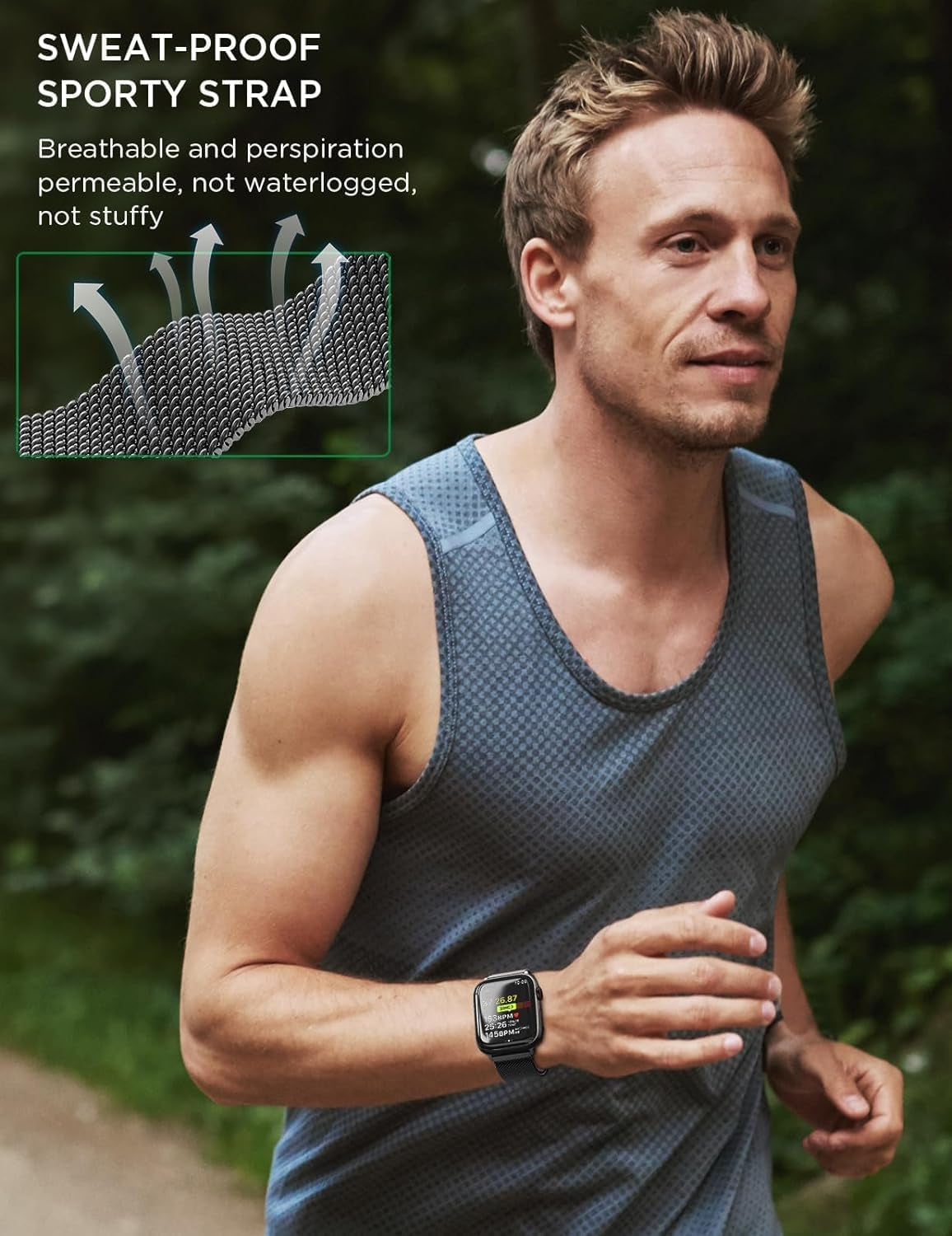 Milanese Loop Bracelet Compatible with Apple Watch Series 1-10 and SE, Available in Multiple Sizes for Men and Women