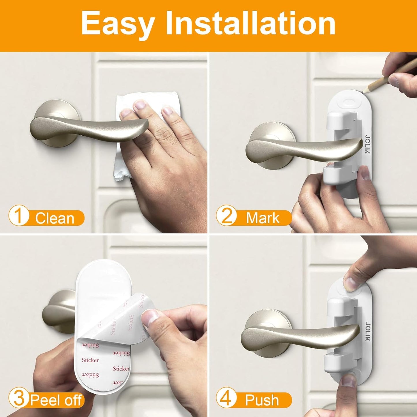 Child Safety Door Lever Lock Set (2 Pack) with Premium Bonding Adhesive