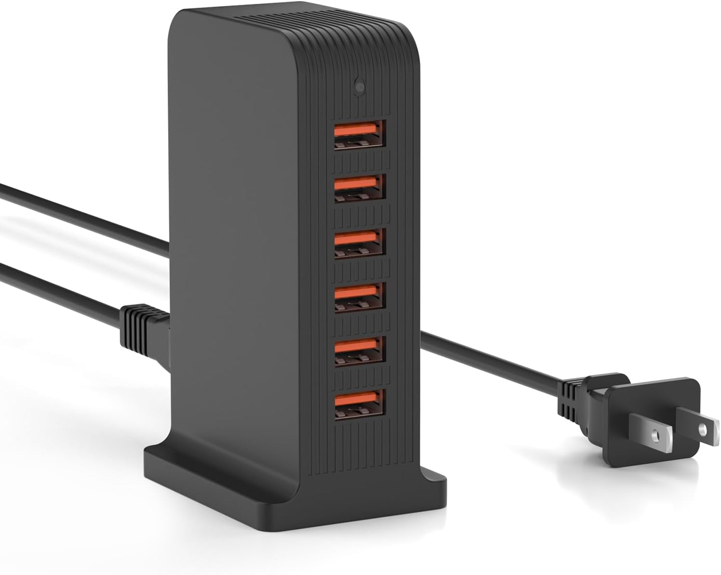 50W USB Tower Charging Station with 6 Ports, Multi-Device Charger (10A Shared), Black