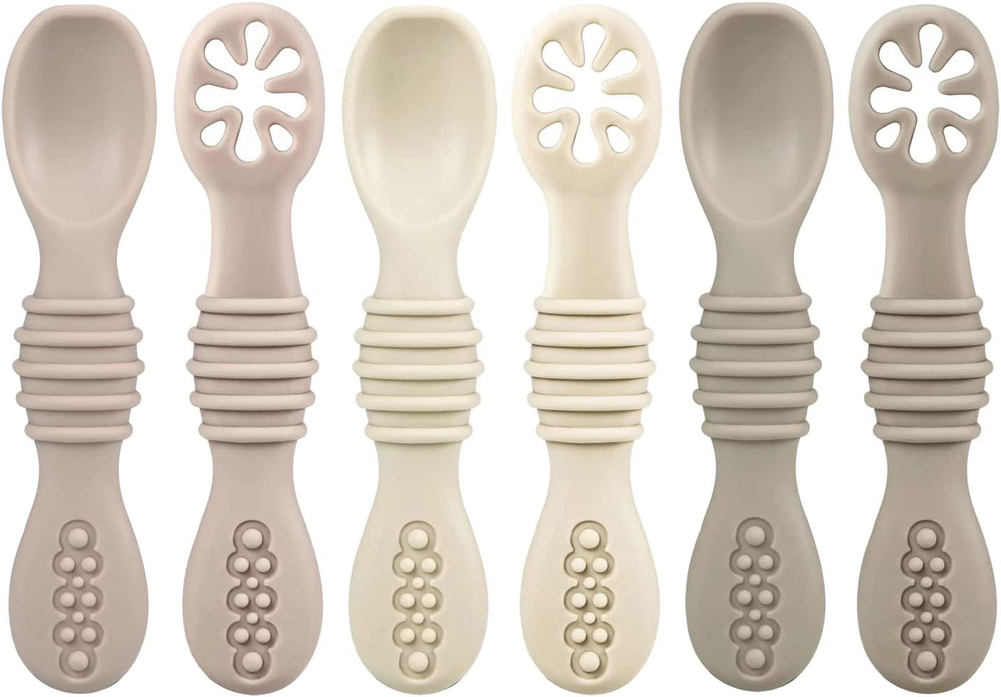 Silicone Baby Feeding Spoons, Self-Feeding | 6-Pack BPA-Free Toddler Weaning Utensils | Suitable for Infants 6+ Months