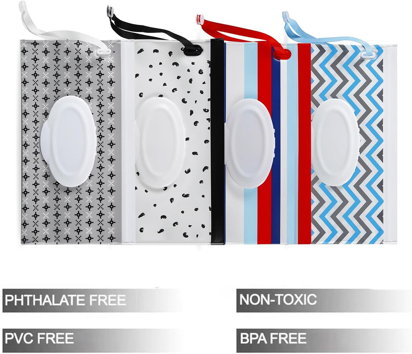 4 Pack Baby Wipe Dispenser, Reusable Container, Baby Wipes Holder, Travel Wipes Case, Portable Wipes Dispenser Pouch
