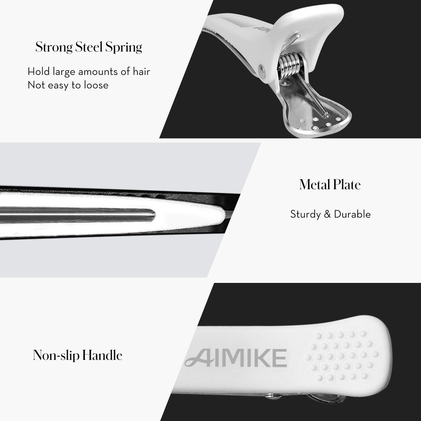 Salon Hair Clips - 12 Pack Non-Slip Styling and Sectioning Clips with Silicone Band, No-Trace Design for All Hair Types
