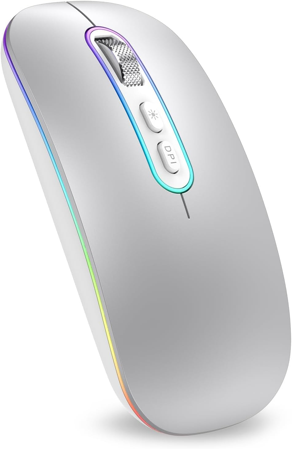 Slim Rechargeable Wireless Bluetooth Mouse with Dual Mode (BT 5.1 + 2.4G) - Portable Silent Cordless Mouse