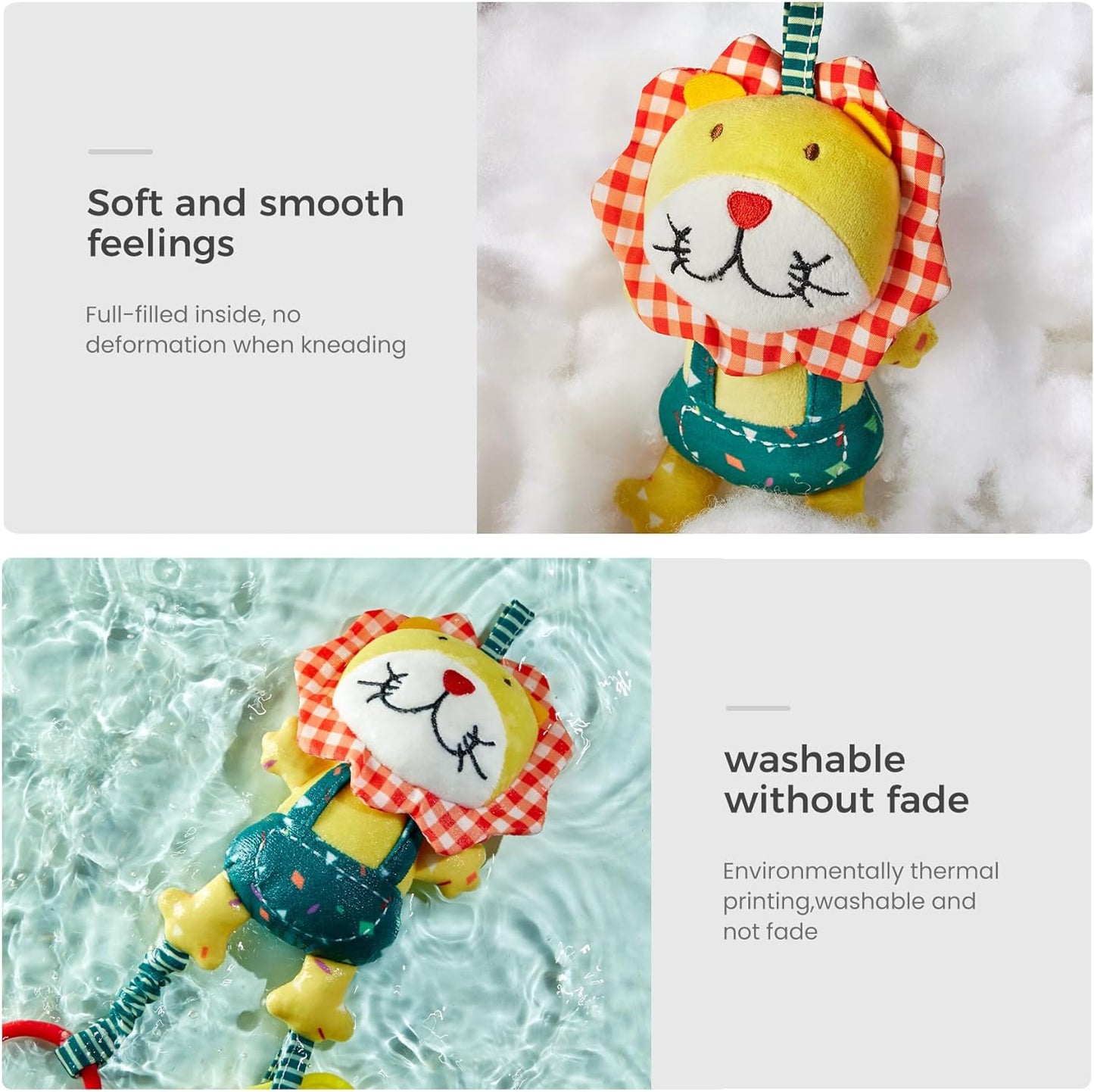 Soft Plush Baby Rattles - Teething Handbells - 0-12 Months - Early Development - Stroller and Car Toys