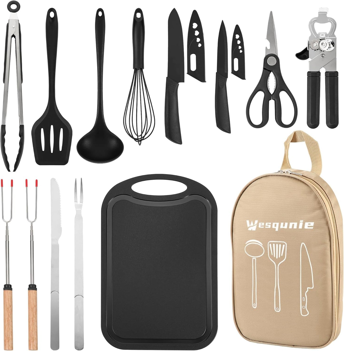 Camping Cooking Cookware Set - Essential Utensils and Accessories for Outdoor Cooking and BBQ, Ideal for Backpacking and Camping Gear