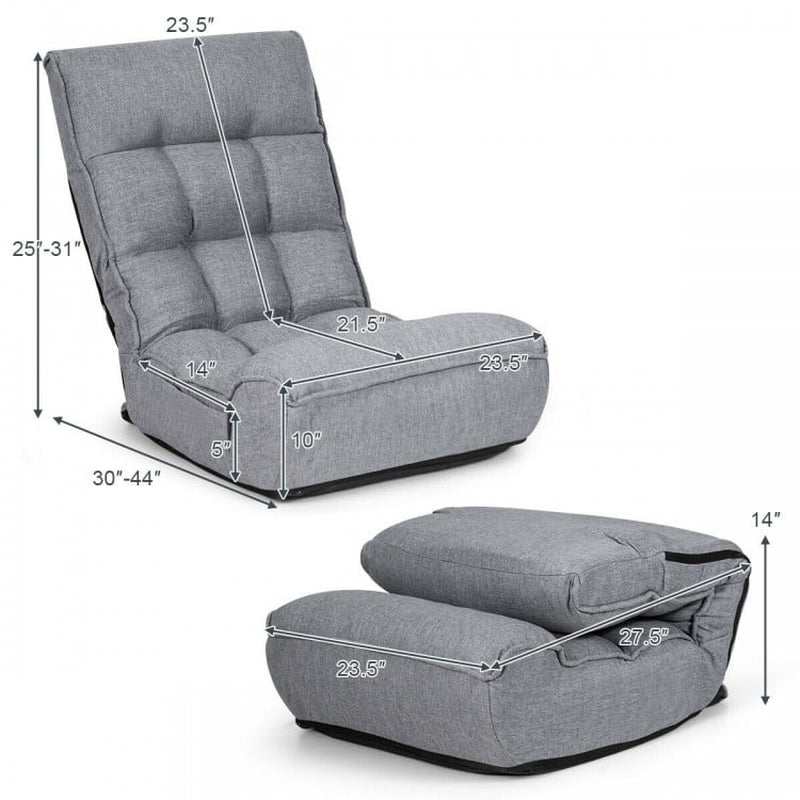 4-Position Adjustable Floor Chair Folding Lazy Sofa