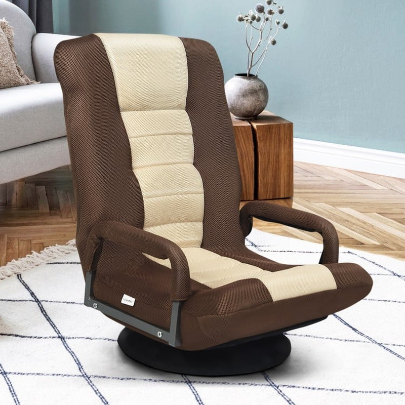 360-Degree Swivel Gaming Floor Chair with Adjustable Backrest and Foldable Design