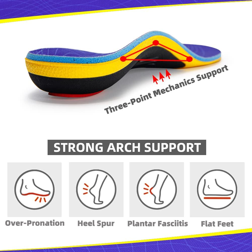 Heavy-Duty Orthotic Insoles for Pain Relief - Designed for Individuals Over 220 lbs, Ideal for Plantar Fasciitis and High Arches, Suitable for Flat Feet, Work Boots, and Shock Absorption