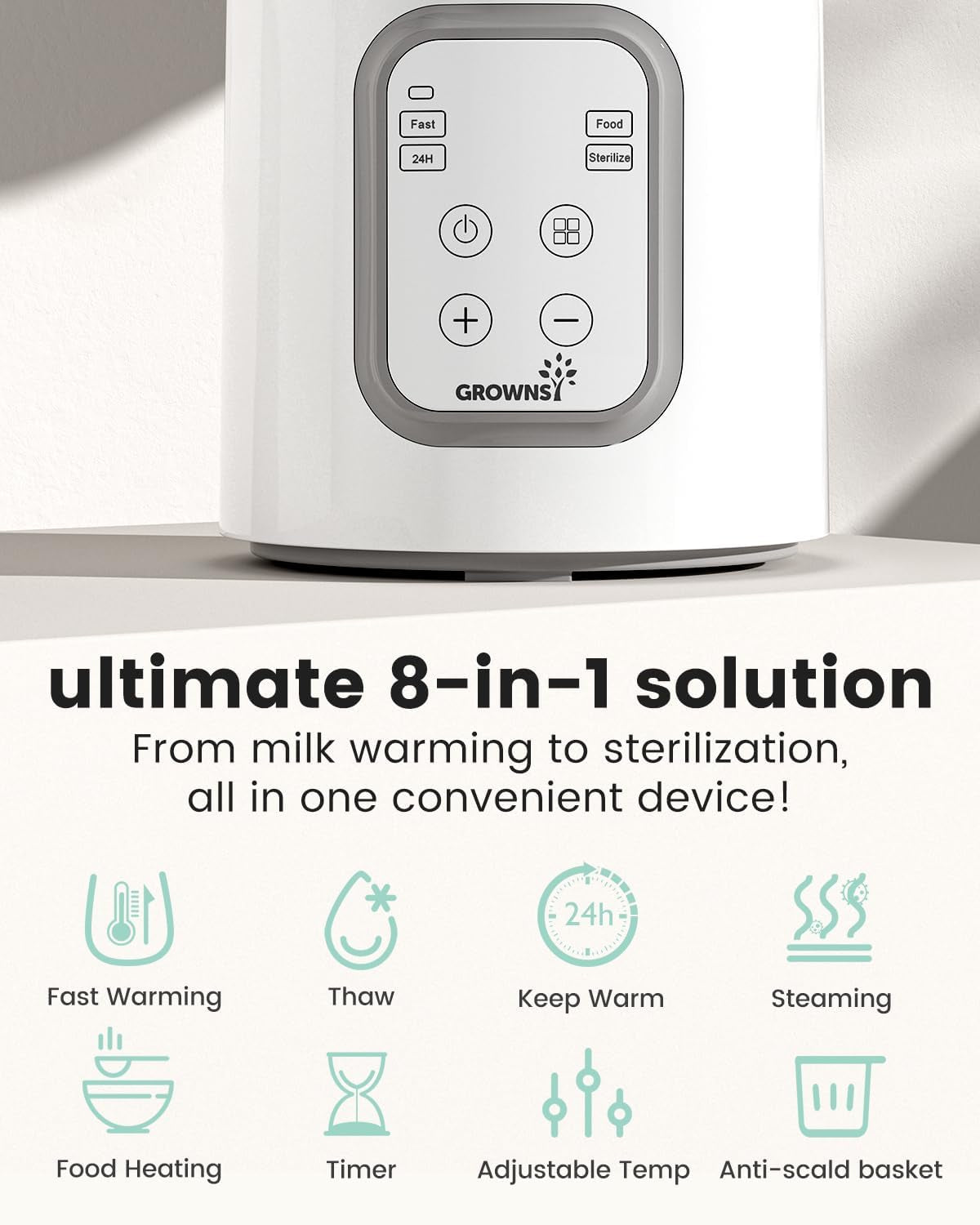 8-in-1 Rapid Baby Bottle Warmer - LCD Timer and Precise Temperature Control for Breastmilk and Formula